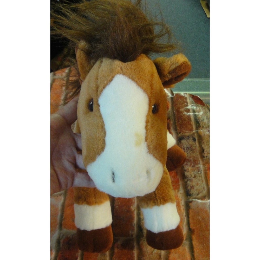 Russ‎ Berrrie Pony Hand Puppet Stuffed Animal Plush Brown White Derby Horse 13"